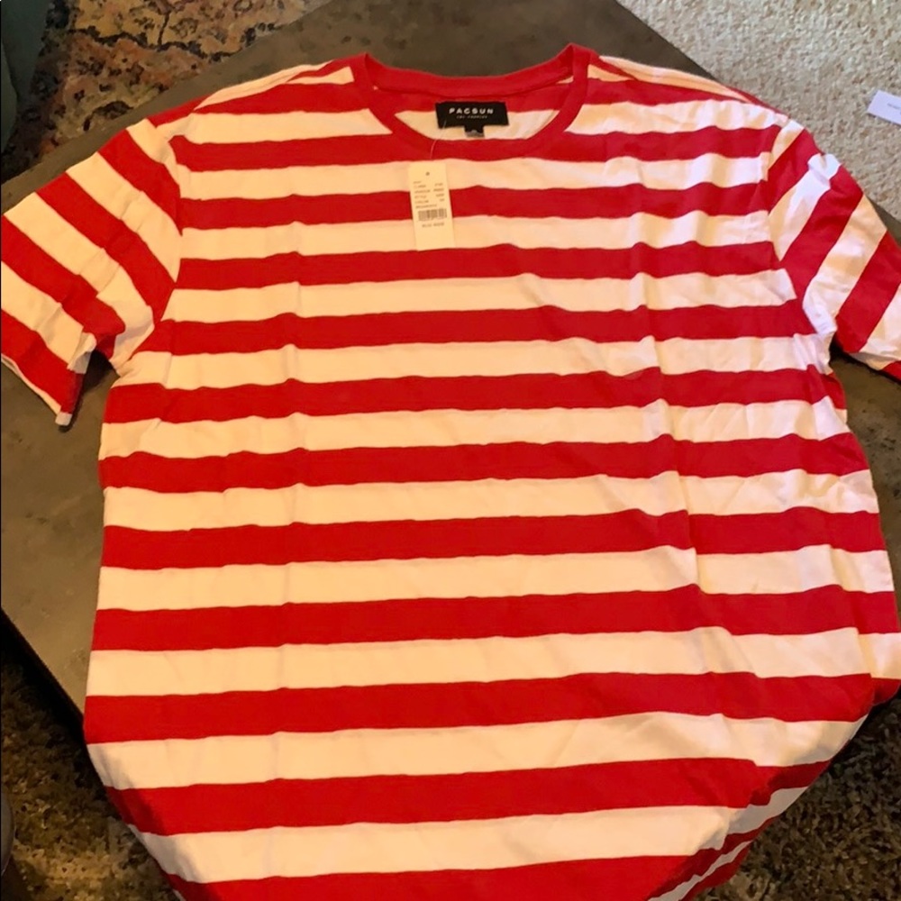 Red and White PacSun Stripped Tshirt